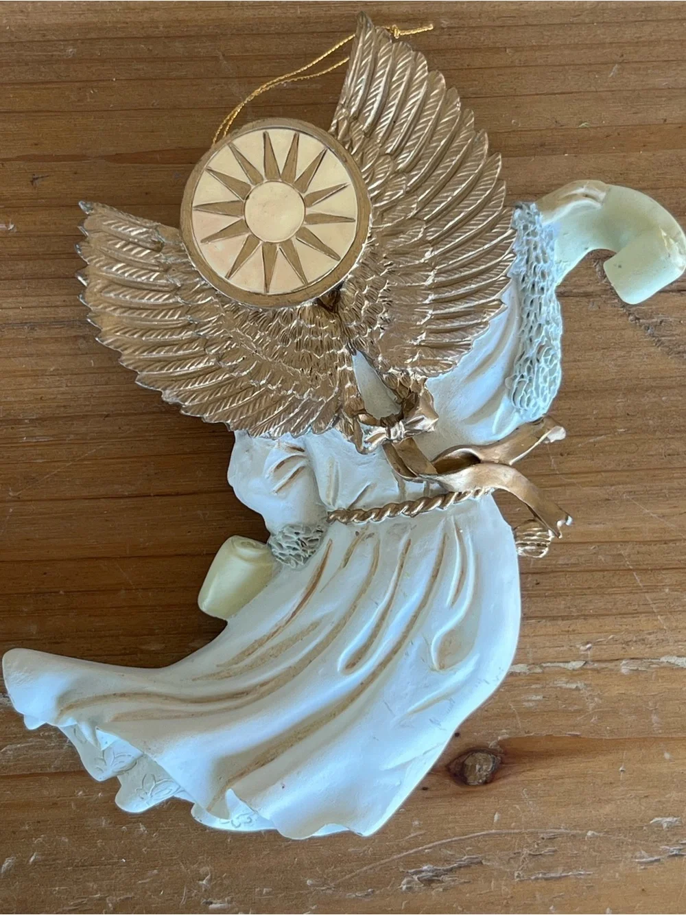 Angel Ornament with 'Glory to God' Banner - Cream and Gold